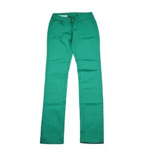 E Line Pants Womens 3 Green Twill Flat Front Skinny Pockets Jeans
